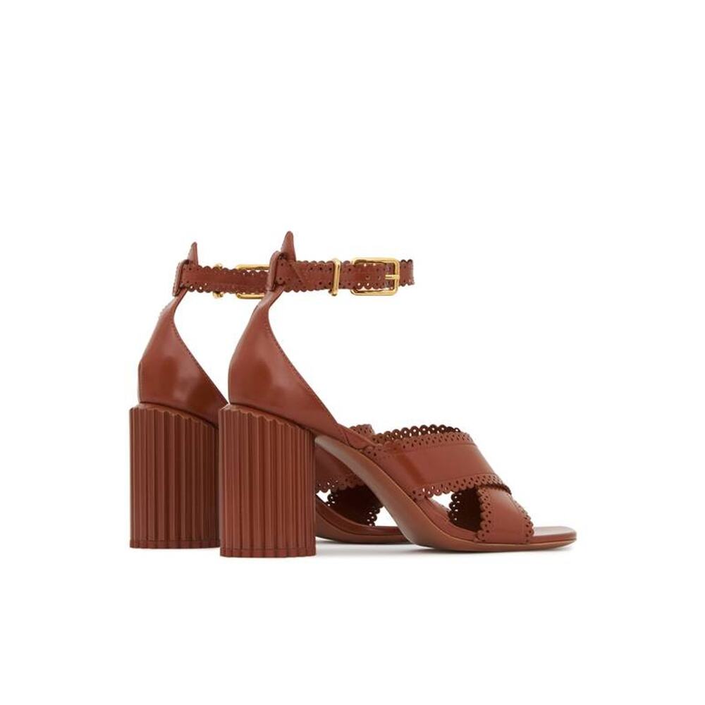 Zimmermann Eddie 85 Cylinder Heel Sandals in Pecan 38 - Picture 3 of 3